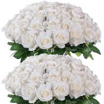 Flor de rosa artificial FOTEEWL Realistic Faux Silk x60 Bege Flor de rosa artificial FOTEEWL Realistic Faux Silk x60 Bege