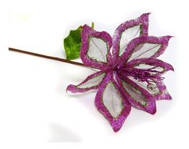 Flor Decoração Borboleta Natal Rosa 62cm Com Glitter Flor Decoração Borboleta Natal Rosa 62cm Com Glitter