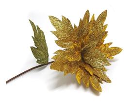 Flor Decoração Natal Branco E Prata 69cm Com Glitter - Flores Regina