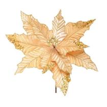 Flor decorativa poinsetia ouro e dourada