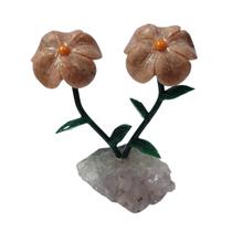 Flor Dupla de Pedras Naturais Dolomita Rosa
