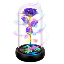 Flor em cúpula de vidro Childom Rotating Colorida Purple Light