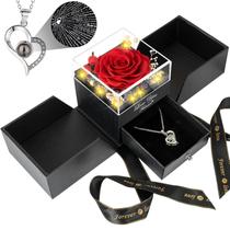 Flor eterna de rosa real vermelha preservada com colar FOCIE