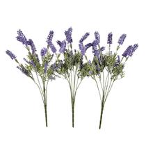 Flor Lavanda Lilás 46X10Cm Buquê Planta Artificial Kit 3Pc