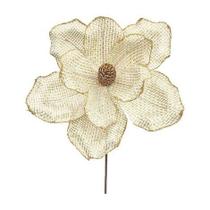 Flor Magnolia Decorativa com Pinha 30cm