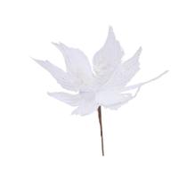 Flor natal bico de papagaio poinsetia branca brilho 32cm 2un Flor natal bico de papagaio poinsetia branca brilho 32cm 2un