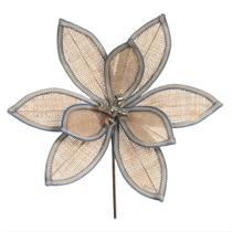 Flor Natal Bico Papagaio Poinsétia Rústica Bege Azul 18cm Ornamento Arranjos Árvore