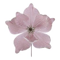 Flor natalina magnolia decorativa rosa - 34cm - Tok da Casa