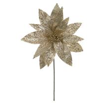 Flor Natalina Poinsetia Champagne Luxo Brilho Natal - DEA