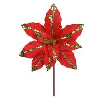 Flor Natalina Poinsetia Vermelho Com Brilho Dourado Flor Natalina Poinsetia Vermelho Com Brilho Dourado
