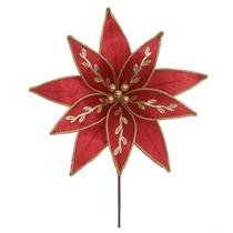Flor Natalina Veludo Vermelho Com Dourado Luxo Flor De Natal Flor Natalina Veludo Vermelho Com Dourado Luxo Flor De Natal