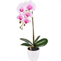 Flor Orquídea Artificial com Vaso Cerâmica Arranjo de Flor Realista