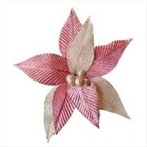 Flor Pick Bico de Papagaio Natal Rosa Tecido 2Cores 25cm 4UN