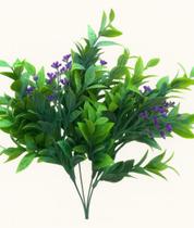 Flor Pick Folhas e Sementes Nevadas Lilas 38cm