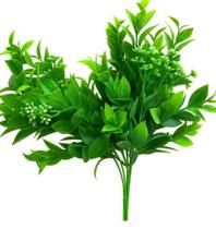 Flor Pick Folhas Nevadas e Sementes Branca 38cm