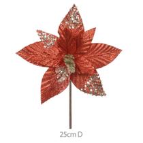 Flor poinsentia bico papagaio vermelho glitter champanhe