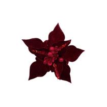 Flor Poinsetia Aveludada Vermelha 28cm - Tok da Casa
