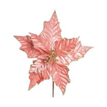 Flor Poinsétia Natal Rosa Velho e Dourado - 1 Unidade
