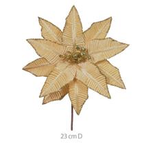 FLOR POISENTIA C/GLITTER (DOURADO) 23cm - Flor Arte