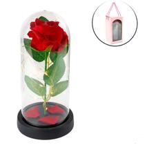Flor Rosa Artificial na Cúpula com LED 22cm Presente Amor Flor Rosa Artificial na Cúpula com LED 22cm Presente Amor