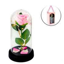 Flor Rosa Cúpula LED 22cm Presente Dia dos Namorados