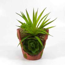 Flor Suculenta C/ Vaso Cor Verde Artificial Permanente 13CM 32782-001