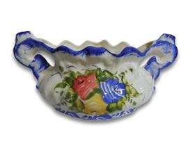 Floreira cerâmica esmaltada decorada estilo vitoriana - Loja Minu