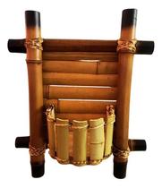 Floreira De Bambu Artesanal Com Painel De Parede 40x37cm