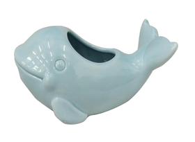 Floreiro Cerâmica Baleia Amarelo Azul p/Jardim 22cm