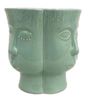 Floreiro de Cerâmica Pequeno Verde para Jardim Decoração 13cm Floreiro de Cerâmica Pequeno Verde para Jardim Decoração 13cm