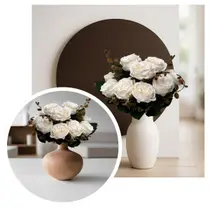 Flores Artificiais 2 Buquêsde Rosas com Folhagem Para Arranjos Decorativos E Mesa Posta - DE1125