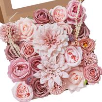 Flores artificiais Alecono Dusty Pink Silk para decoração de casamento