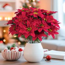 Flores artificiais Alupssuc Poinsettia 43 cm com 7 cabeças x6 vermelhas