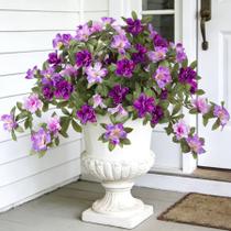 Flores artificiais Ammyoo Azalea Faux Silk para exterior, 2 peças