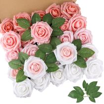 Flores artificiais AmyHomie Foam Roses Blush 25 unidades com caule