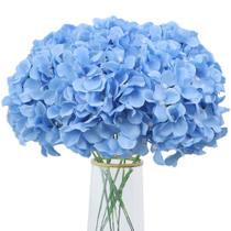 Flores artificiais AVIVIHO Blue Hydrangea Silk, pacote com 10