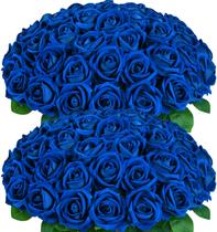 Flores artificiais BLEUM CADE Blue Roses x50 com caules longos