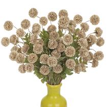 Flores artificiais Briful 12 peças Bege Kiku Mums 53 cm