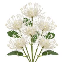 Flores artificiais Briful Mums Spring 10 cm brancas 6 unidades