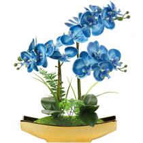 Flores artificiais Briful Orchids Blue Phalaenopsis 38cm com vaso