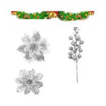 Flores Artificiais Brilhantes Buquê De Frutas Decorativas Para Árvore De Natal 9 18 Peças Decoração