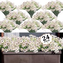Flores artificiais ColoPlay 24 pacotes brancos para ambientes internos/externos Flores artificiais ColoPlay 24 pacotes brancos para ambientes internos/externos