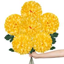 Flores artificiais de crisântemo Briful, 6 peças, 65 cm, amarelas