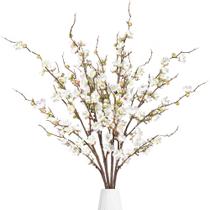 Flores artificiais de flor de ameixa Sggvecsy White (4 unidades)