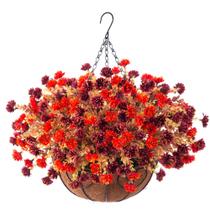 Flores artificiais de outono em vasos resistentes a UV (laranja)