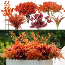 Flores artificiais de outono, lua verde, 17 pacotes, decoração ao ar livre