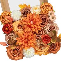 Flores artificiais de outono Serwalin Orange Silk Rose Mix