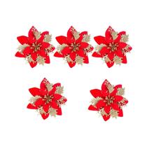 Flores Artificiais De Poinsettia Vermelha Dourada Prateada 5-20pcs Ornamentos Para Árvore De Natal Flores Artificiais De Poinsettia Vermelha Dourada Prateada 5-20pcs Ornamentos Para Árvore De Natal