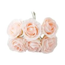 Flores Artificiais De Rosa De Seda, 6 Peças, Mini Buquê, Guirlanda, Scrapbooking, Decoração De Natal
