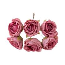 Flores Artificiais De Rosa De Seda, 6 Peças, Mini Buquê, Guirlanda, Scrapbooking, Decoração De Natal